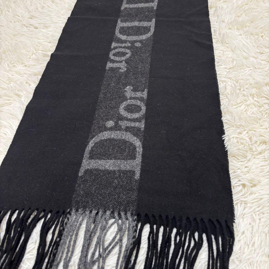 Dior クリスチャンディオール カシミヤ×メリノウール マフラー ブラック