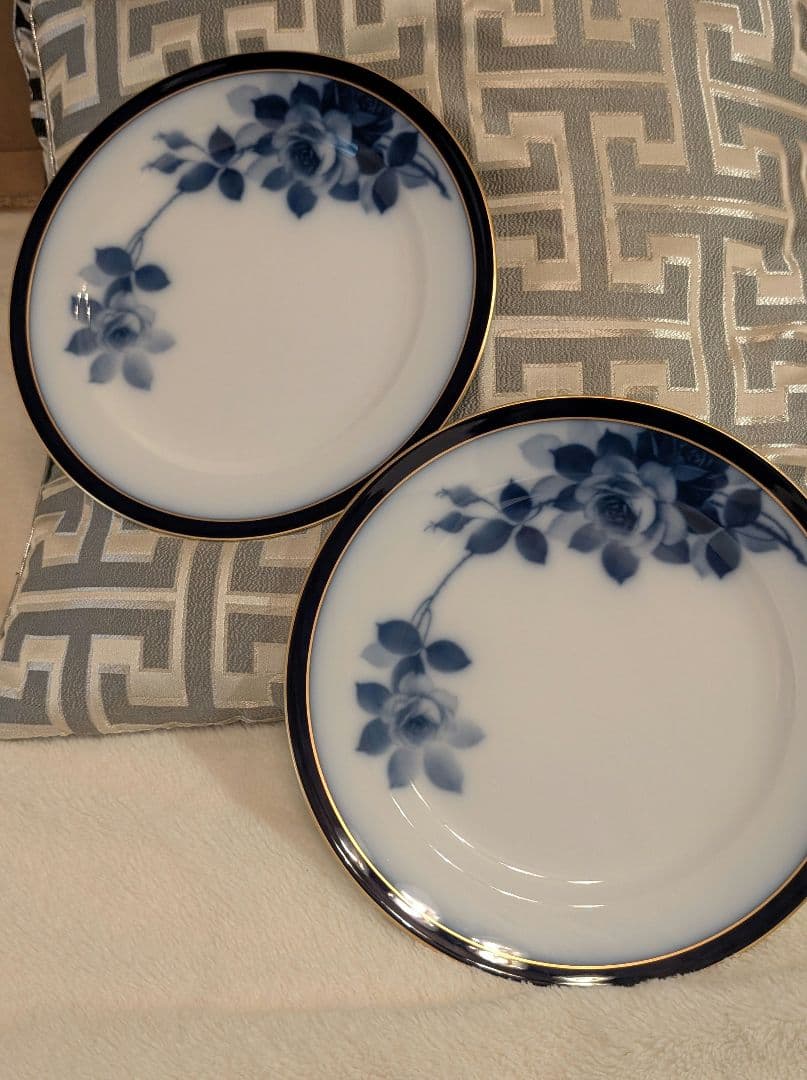 【極希少】大倉陶園100周年記念ブルーローズ 26cmミートプレート2枚セット