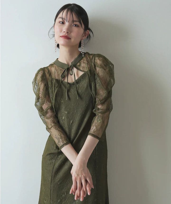 ドリードール ボレロレイヤーレースドレス 結婚式同窓会二次会 S