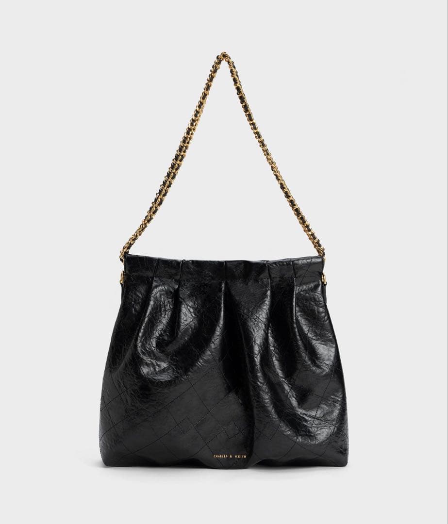 新品】CHARLES&KEITH ドゥオ ブレードチェーンハンドルホーボーバッグ