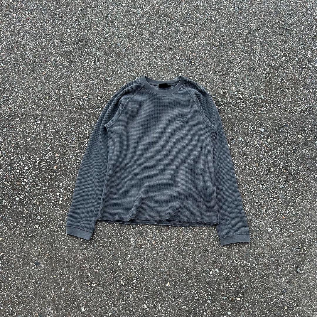 stussy サーマル ロンT グレー ステューシー ワッフル スケーター