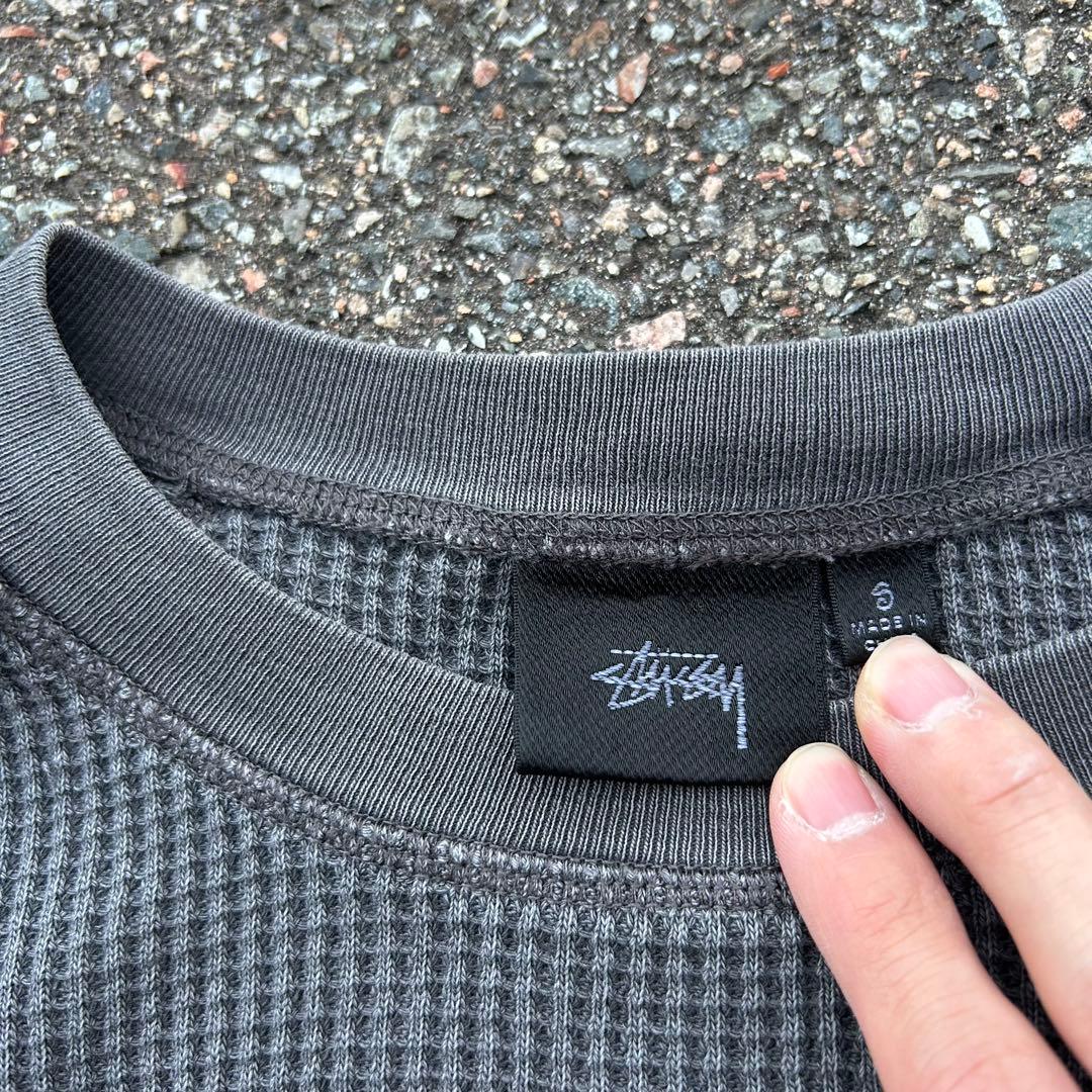 stussy サーマル ロンT グレー ステューシー ワッフル スケーター