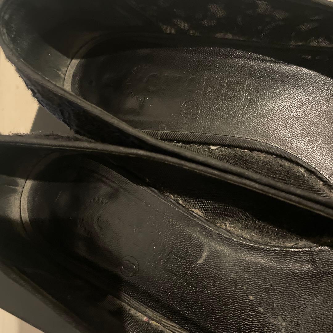 CHANEL レース　フラットシューズ　38.5