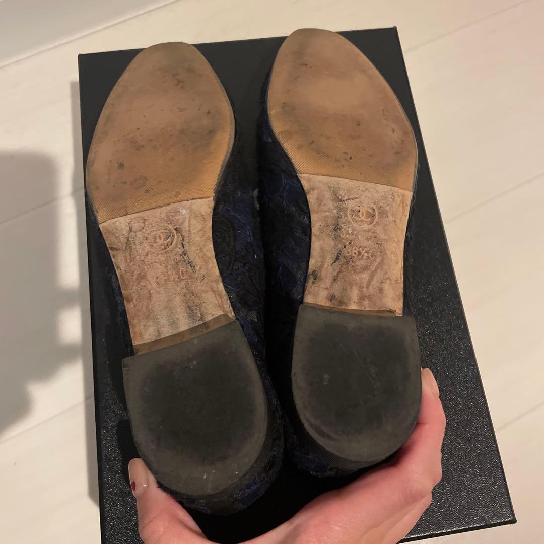 CHANEL レース　フラットシューズ　38.5