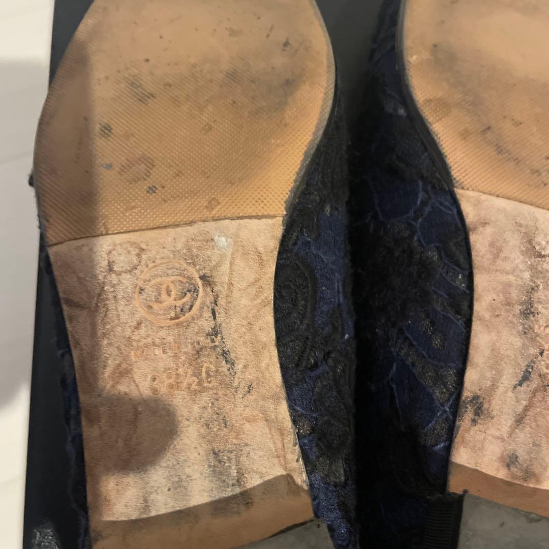 CHANEL レース　フラットシューズ　38.5