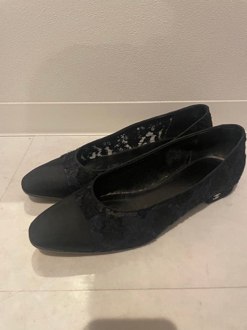 CHANEL レース　フラットシューズ　38.5