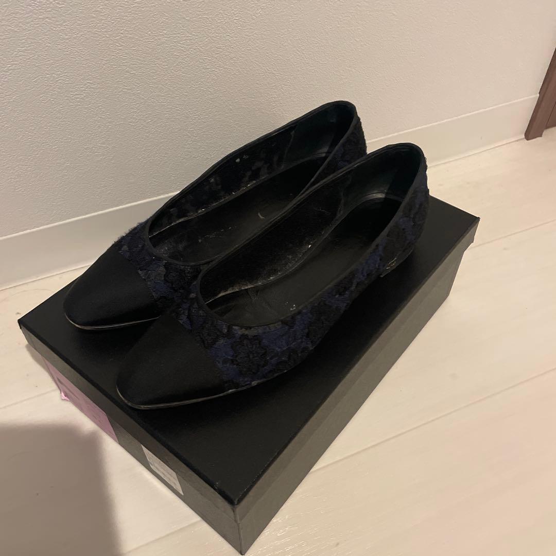 CHANEL レース　フラットシューズ　38.5