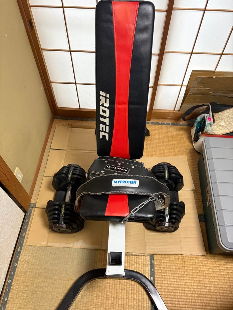 iROTEC トレーニングベンチと40キロアジャスタブルダンベルセット