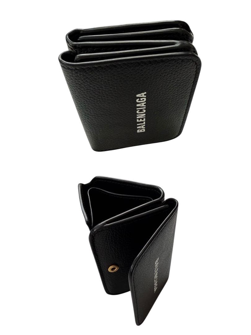 極美品✨ BALENCIAGAバレンシアガ三つ折り財布593813黒ブラック