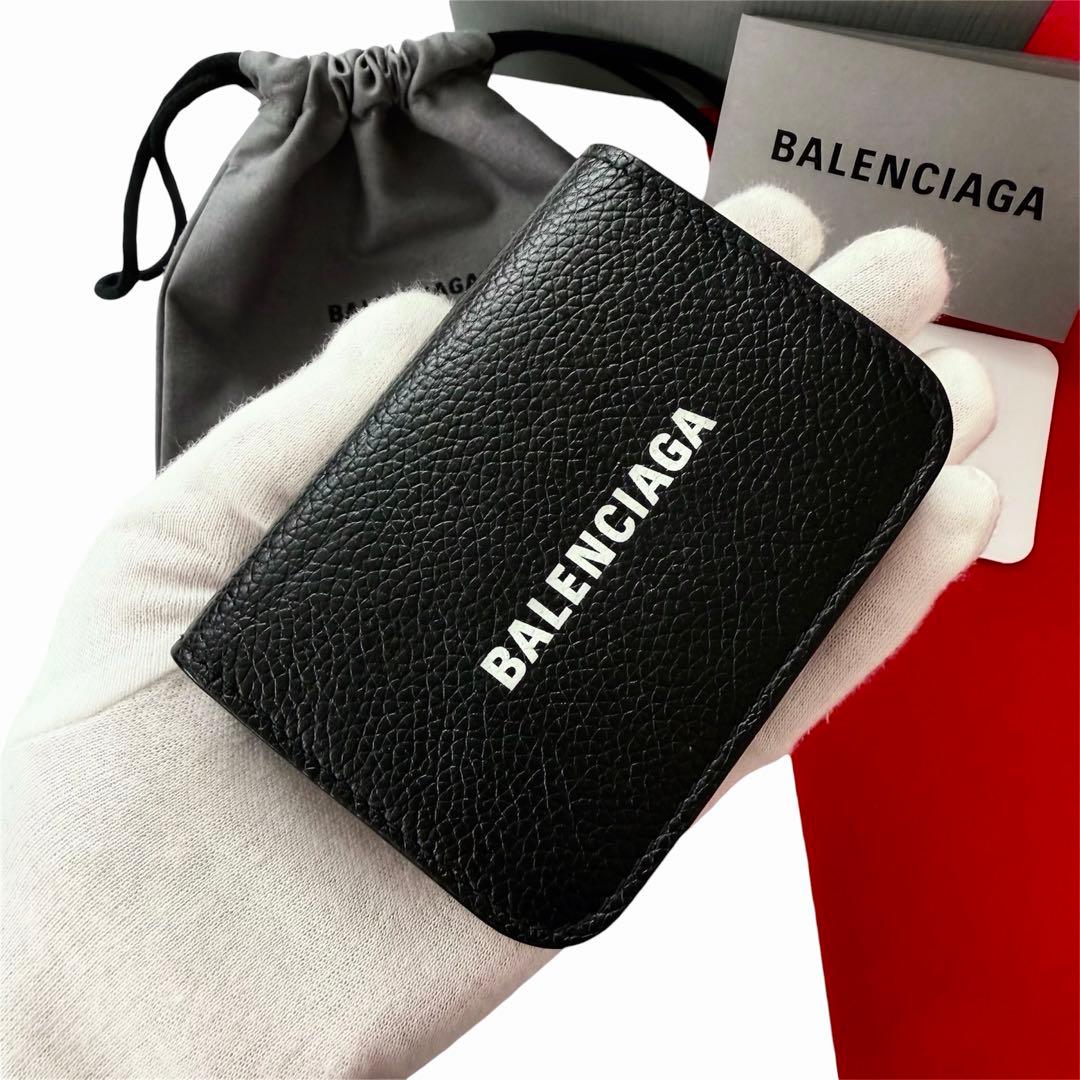 極美品✨ BALENCIAGAバレンシアガ三つ折り財布593813黒ブラック