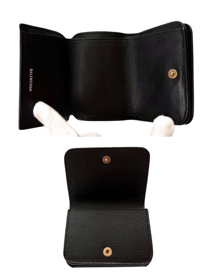 極美品✨ BALENCIAGAバレンシアガ三つ折り財布593813黒ブラック