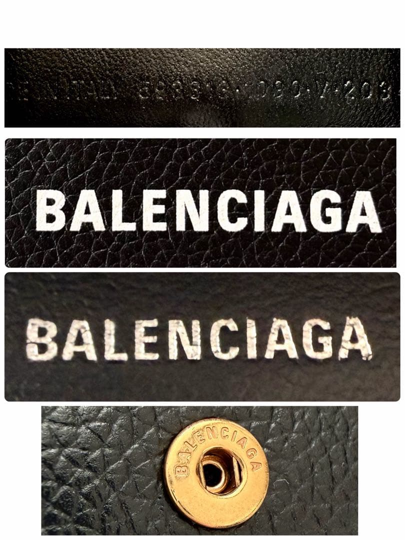 極美品✨ BALENCIAGAバレンシアガ三つ折り財布593813黒ブラック
