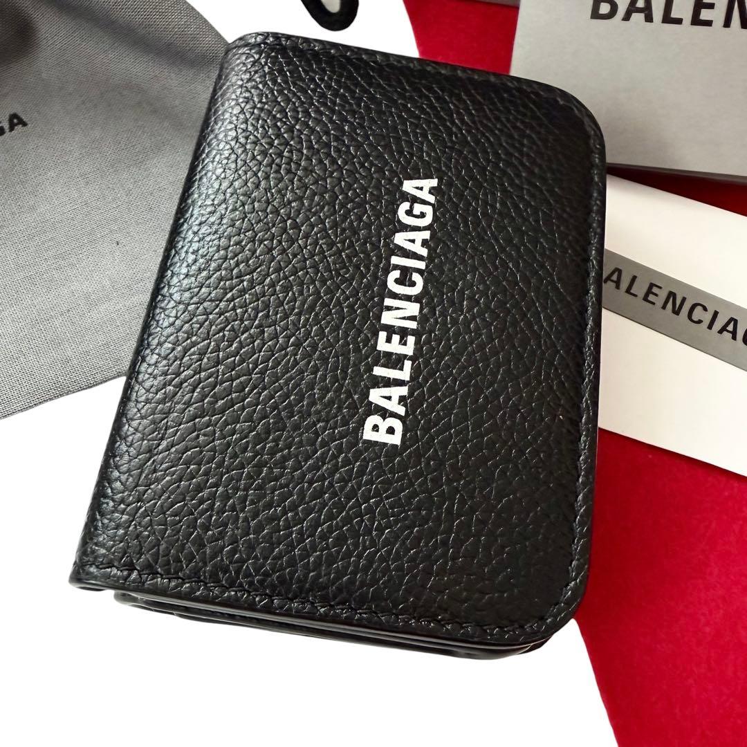 極美品✨ BALENCIAGAバレンシアガ三つ折り財布593813黒ブラック
