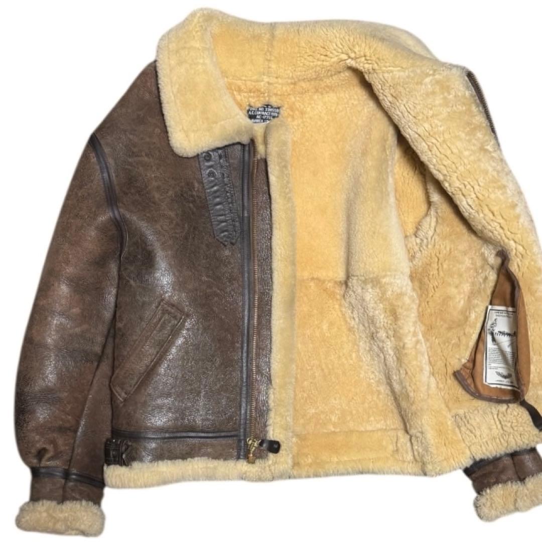 AVIREX 米国製 B-3 ボマージャケット リアルムートン ブラウン 42