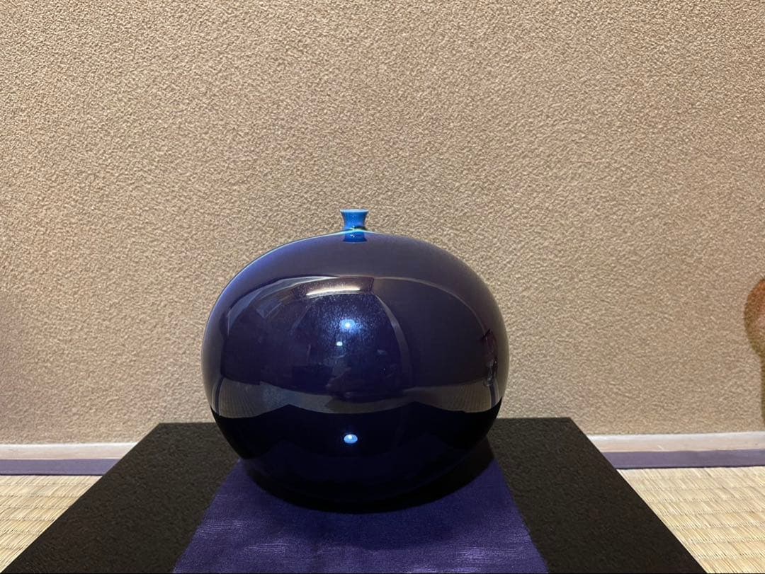 人間国宝三代徳田八十吉（正彦）燿彩線紋　壺