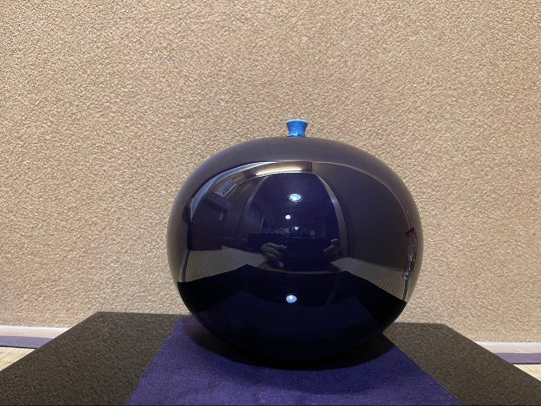 人間国宝三代徳田八十吉（正彦）燿彩線紋　壺