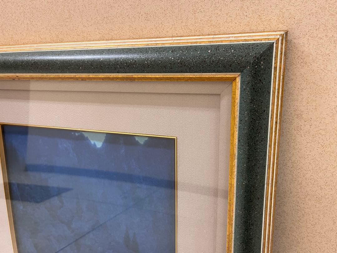 東山魁夷【夕静寂】朱印 額装付 希少