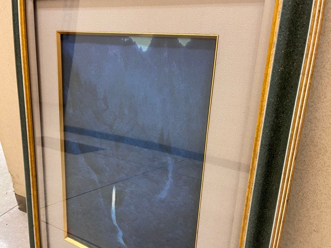 東山魁夷【夕静寂】朱印 額装付 希少