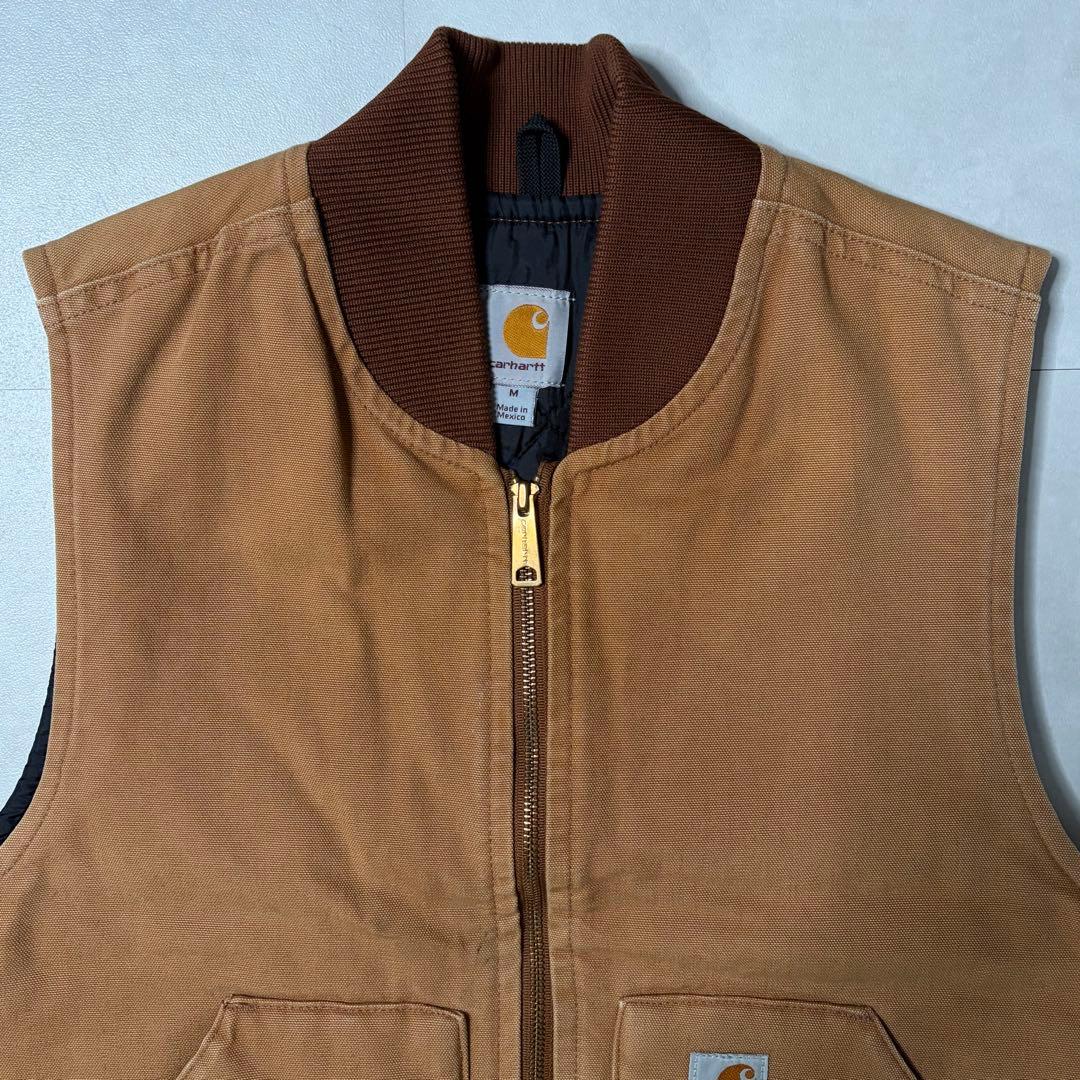 【美品】Carhartt カーハート ダックベスト キルティング キャメル M