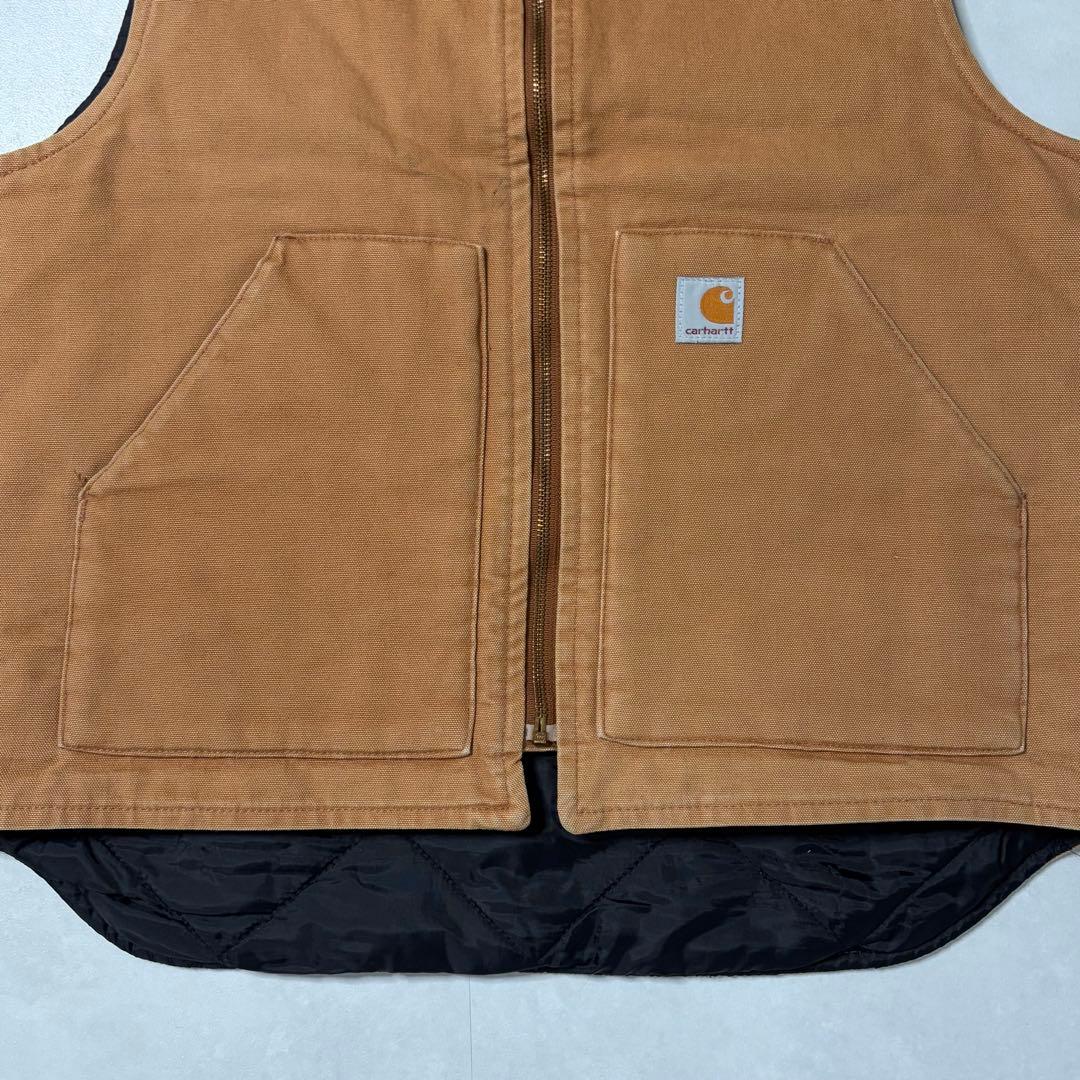 【美品】Carhartt カーハート ダックベスト キルティング キャメル M