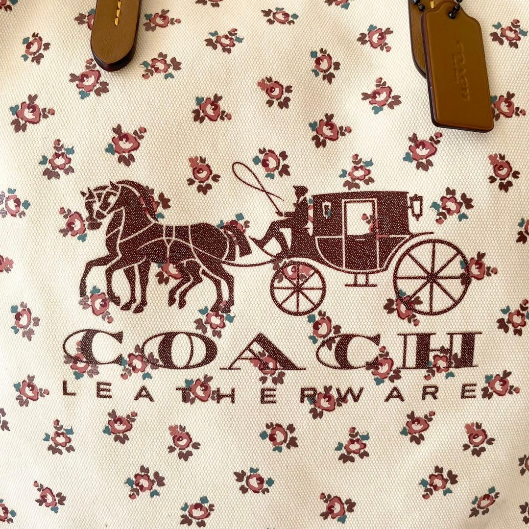 【極美品】COACH トートバッグ 花柄 ホース アンド キャリッジ 馬車 A4