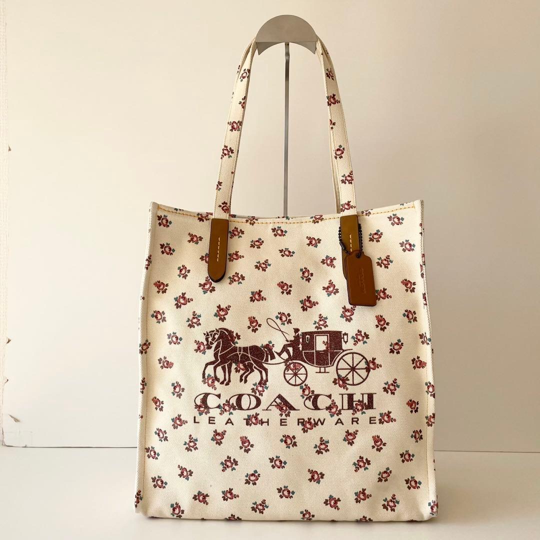 【極美品】COACH トートバッグ 花柄 ホース アンド キャリッジ 馬車 A4