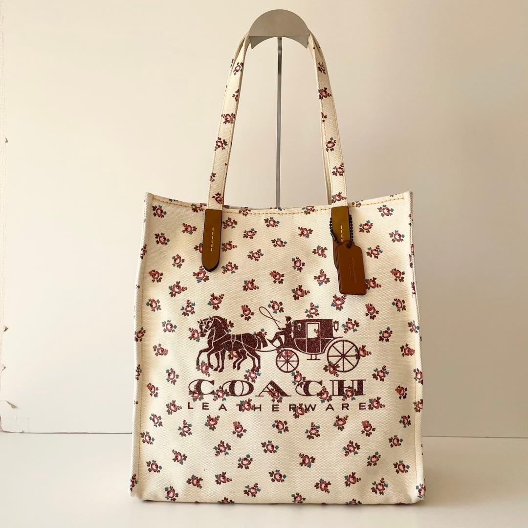 【極美品】COACH トートバッグ 花柄 ホース アンド キャリッジ 馬車 A4