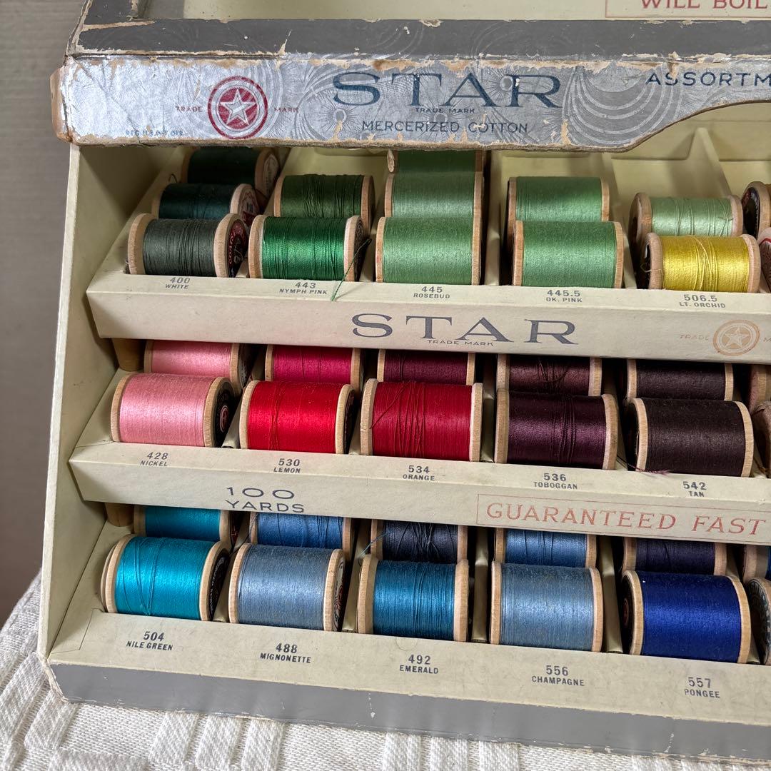 USA ビンテージ　販売促進　糸什器　糸ケースと糸　セット