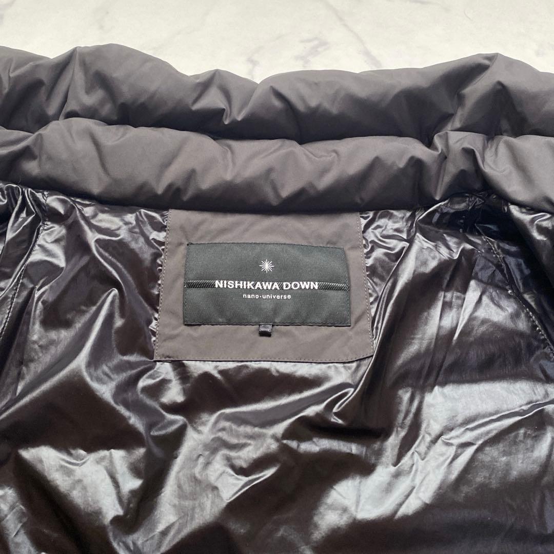美品✨ナノユニバース 西川ダウン スタンドカラーダウンポンチョ ダークグレー