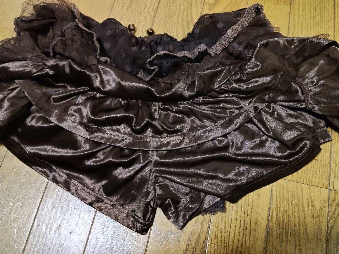 LIZLISA ブラウン ドット柄 フレアスカートパンツ