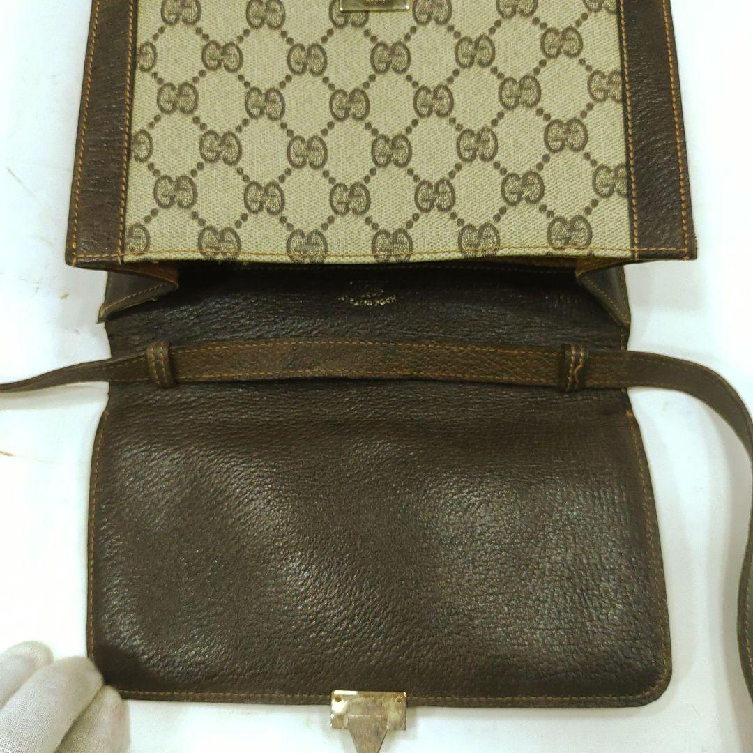 グッチ ショルダーバッグ レザー×PVC インターロッキング GG柄 ブラウン