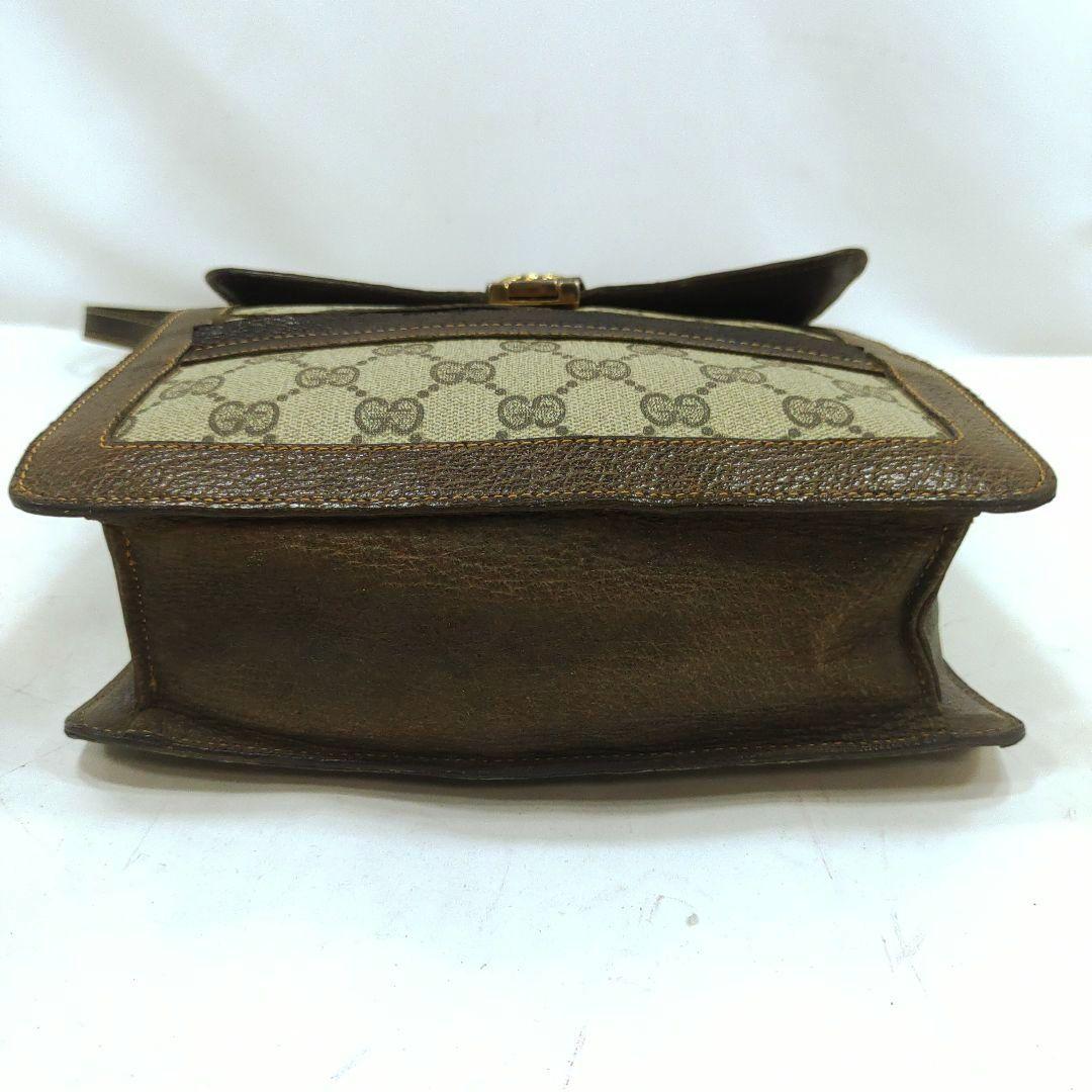 グッチ ショルダーバッグ レザー×PVC インターロッキング GG柄 ブラウン