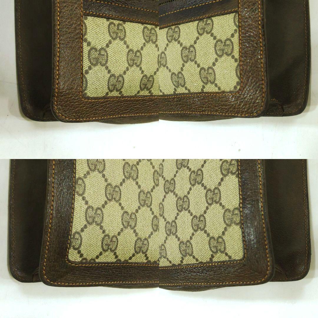 グッチ ショルダーバッグ レザー×PVC インターロッキング GG柄 ブラウン