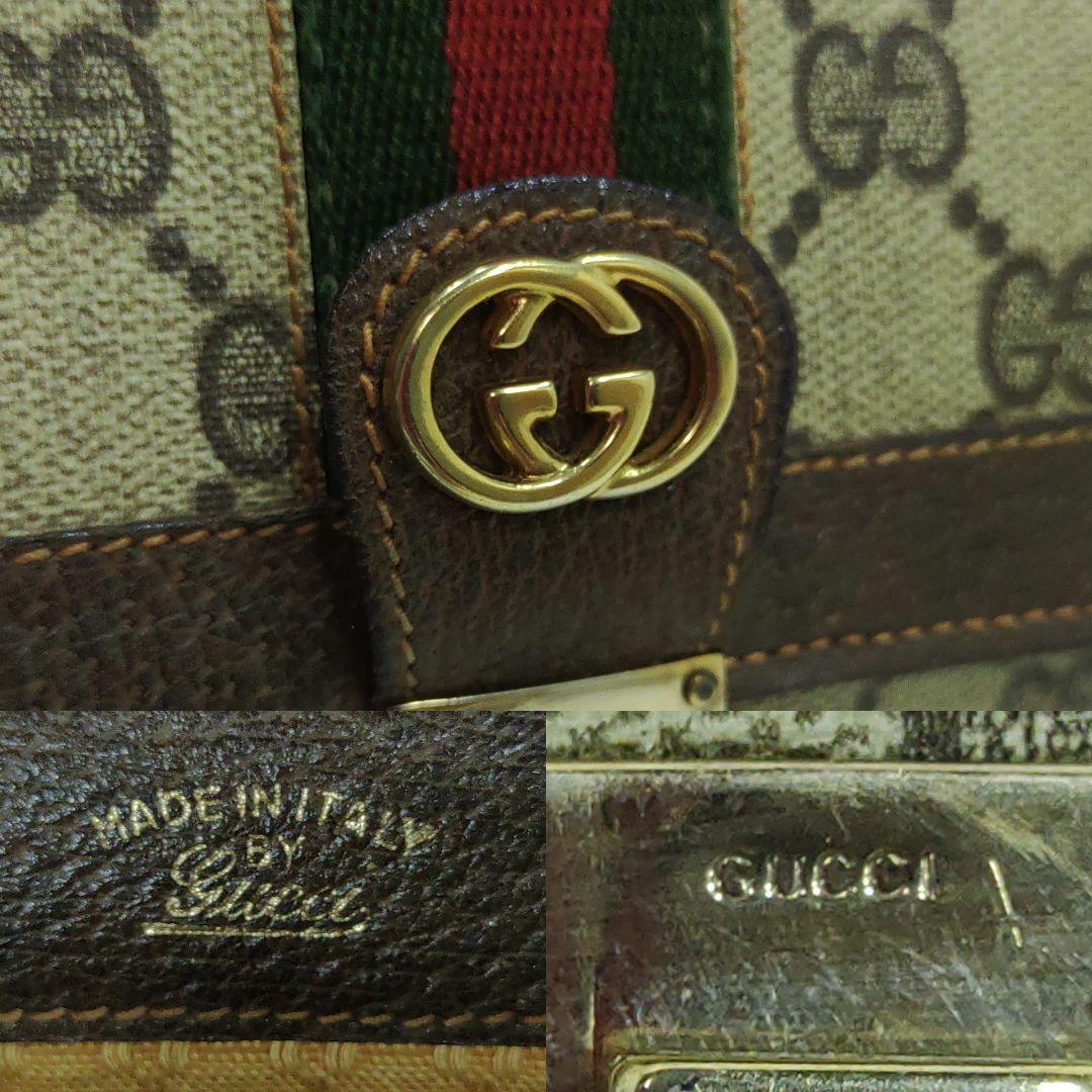 グッチ ショルダーバッグ レザー×PVC インターロッキング GG柄 ブラウン