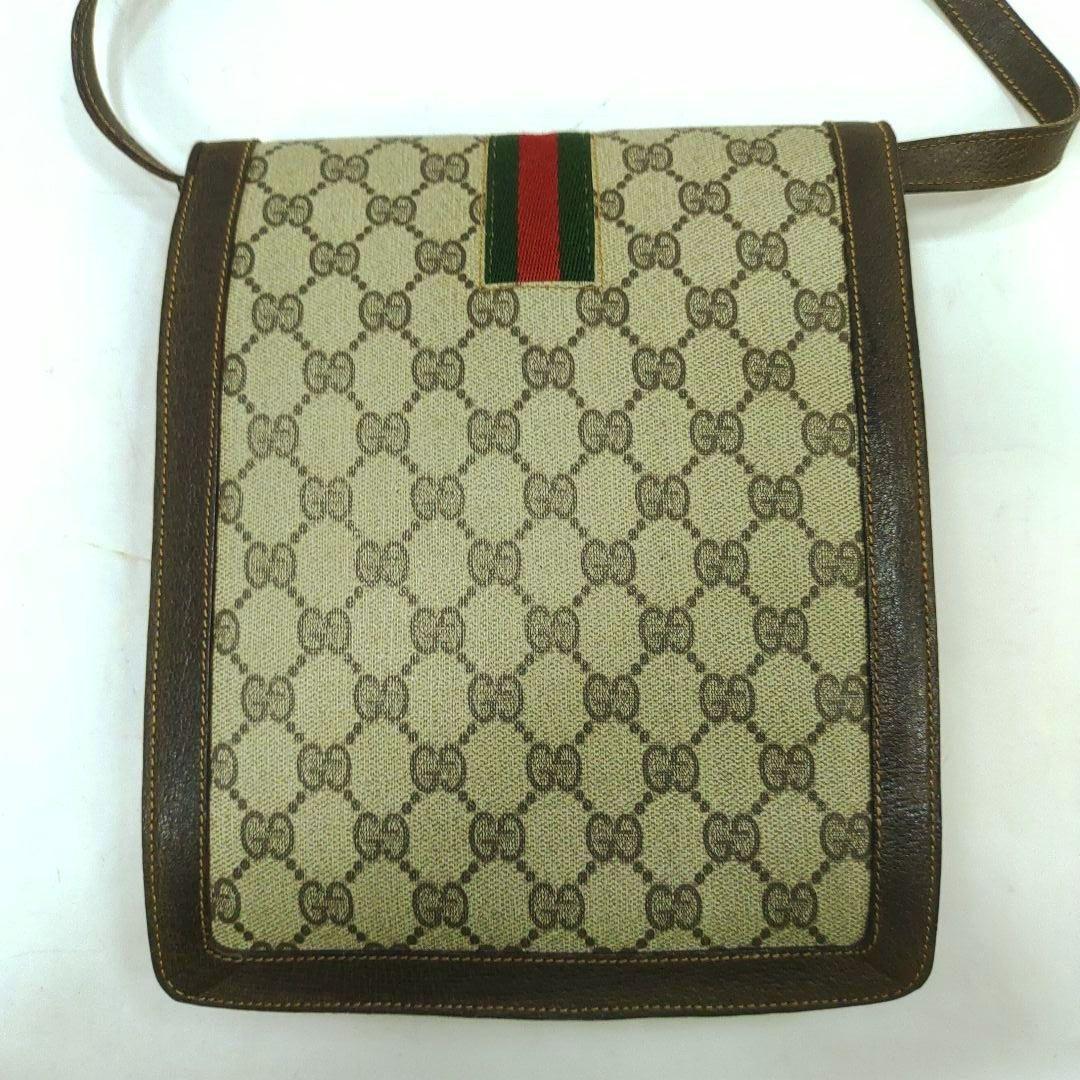 グッチ ショルダーバッグ レザー×PVC インターロッキング GG柄 ブラウン