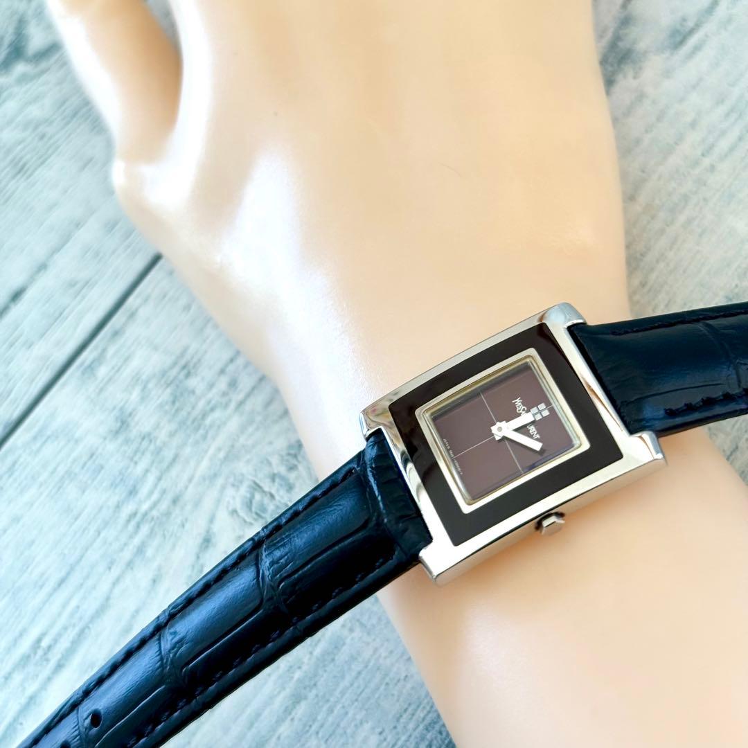 【希少】Yves Saint Laurent 腕時計 ブラウン調 スクエア