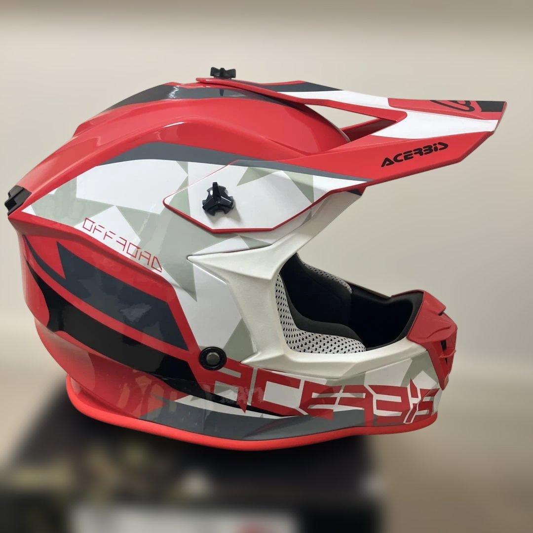 アチェルビス　オフロードヘルメットM サイズ　ほぼ新品　レッド/ホワイト