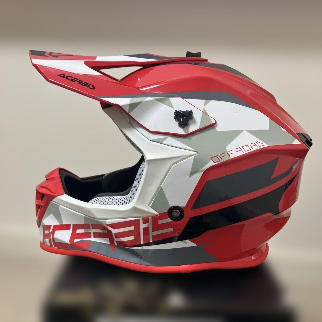 アチェルビス　オフロードヘルメットM サイズ　ほぼ新品　レッド/ホワイト