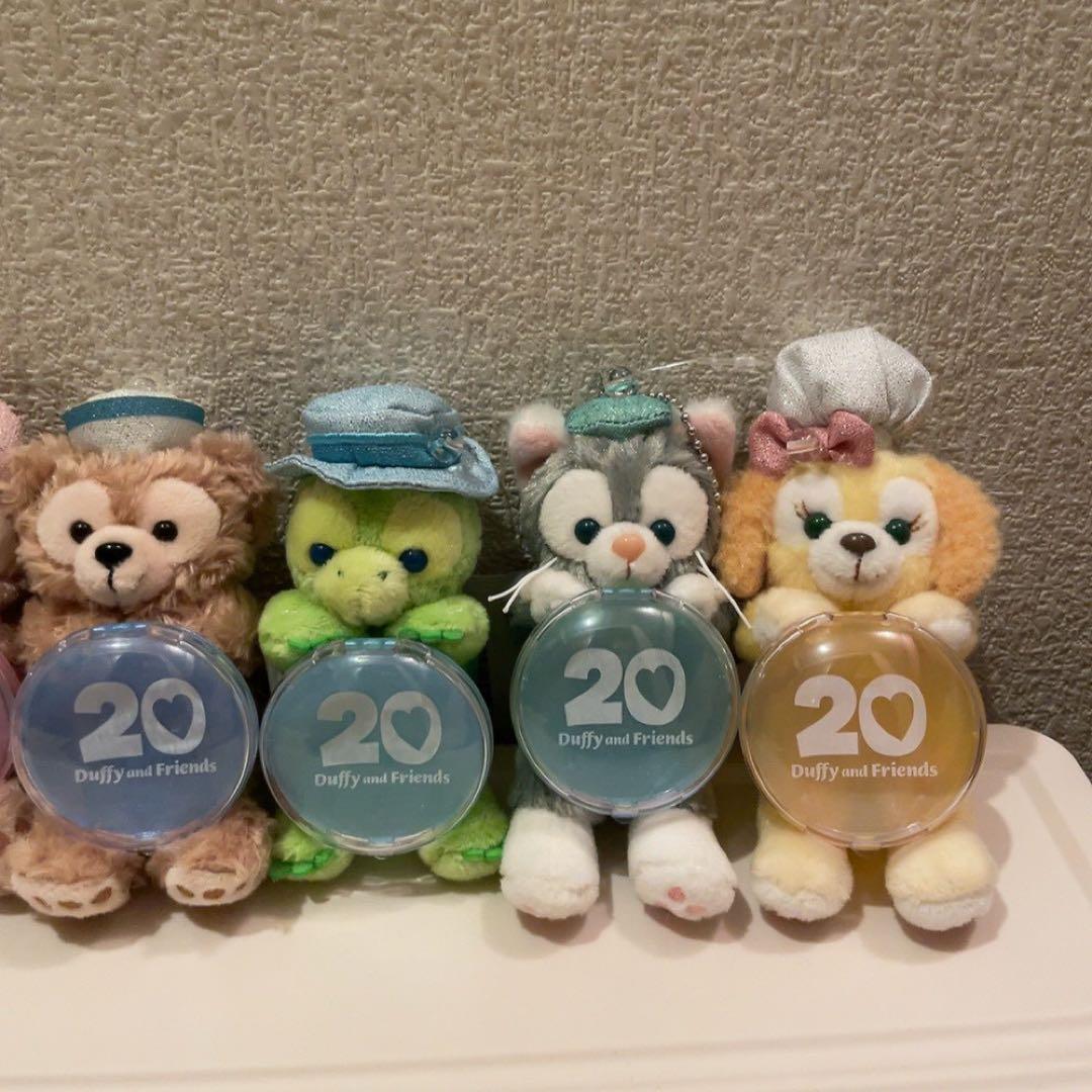 c ダッフィーフレンズ 20周年 ぬいぐるみバッチ カラフルハピネス 7点