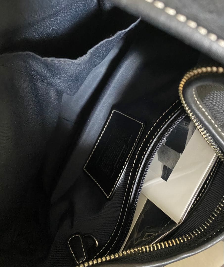 コーチ　キャンパスレザー　ワンショルダー　ソーホー　シグネチャー　ブラック