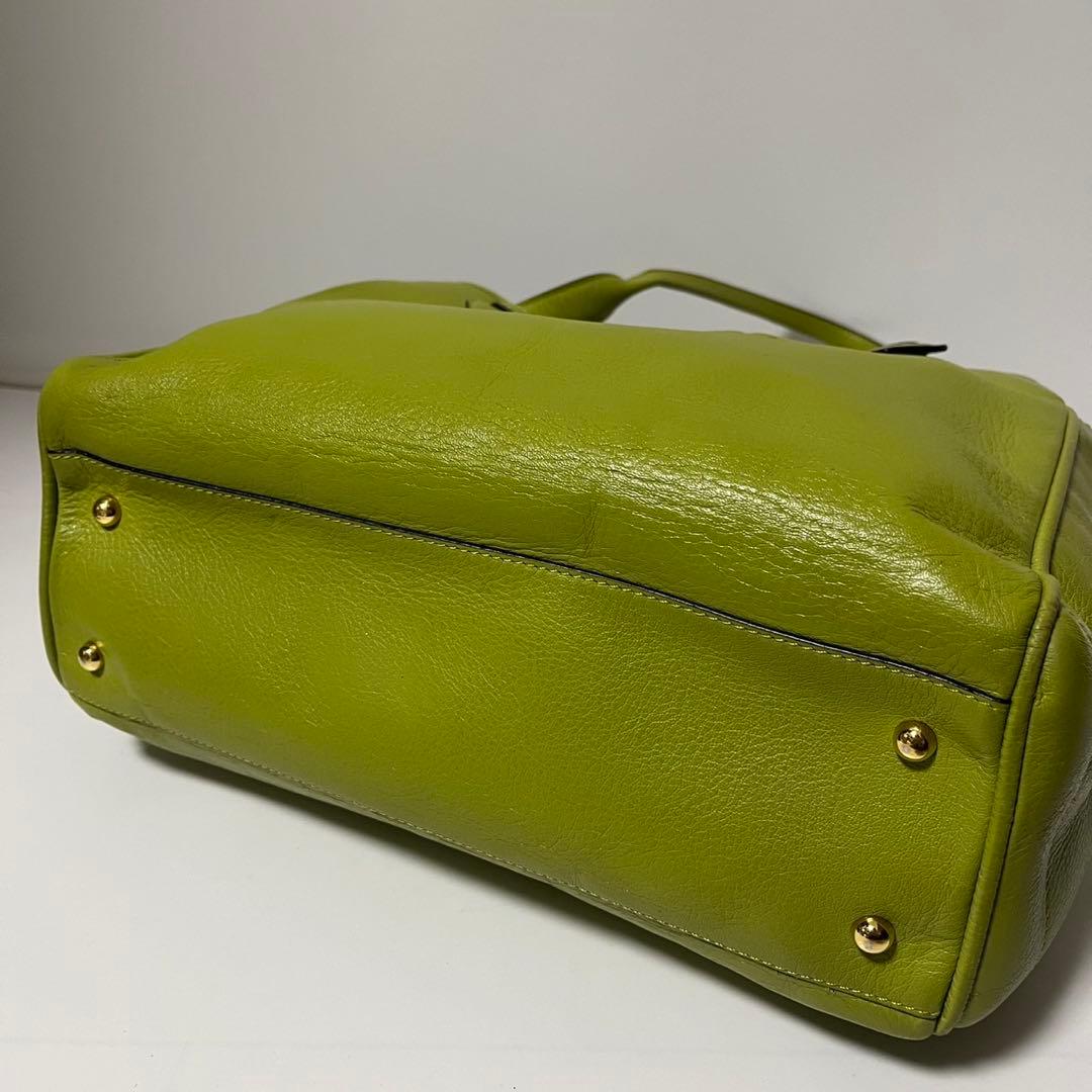 ✨極美品✨　LOEWE ヘリテージ　トートバッグ　黄緑　ライトグリーン　レザー