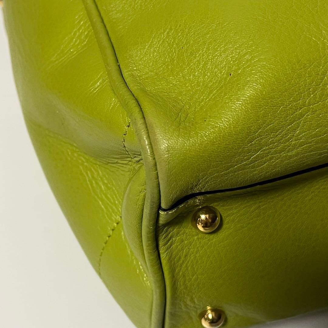 ✨極美品✨　LOEWE ヘリテージ　トートバッグ　黄緑　ライトグリーン　レザー