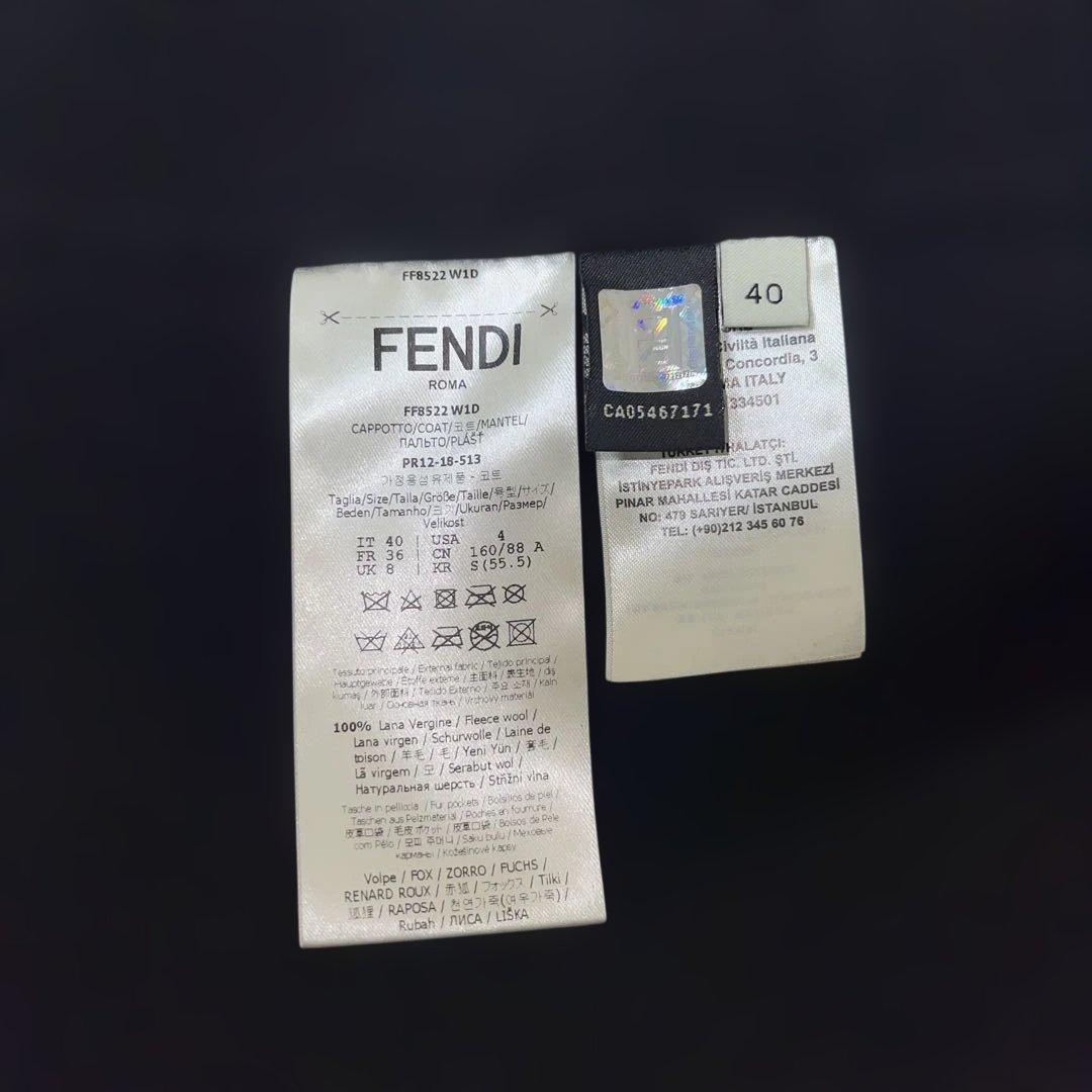 FENDI ファーポケット★ケープコート黒★40