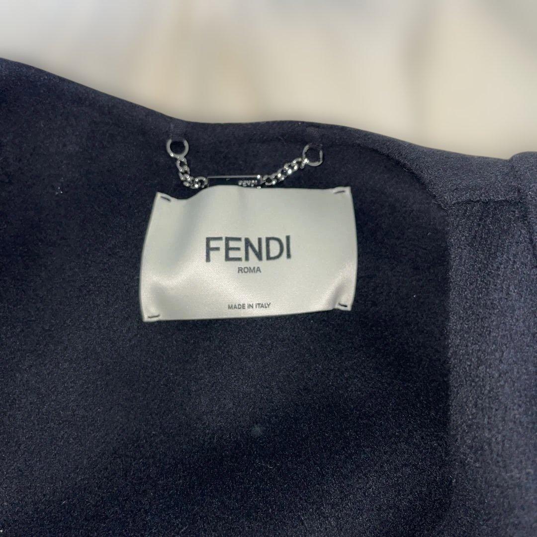 FENDI ファーポケット★ケープコート黒★40