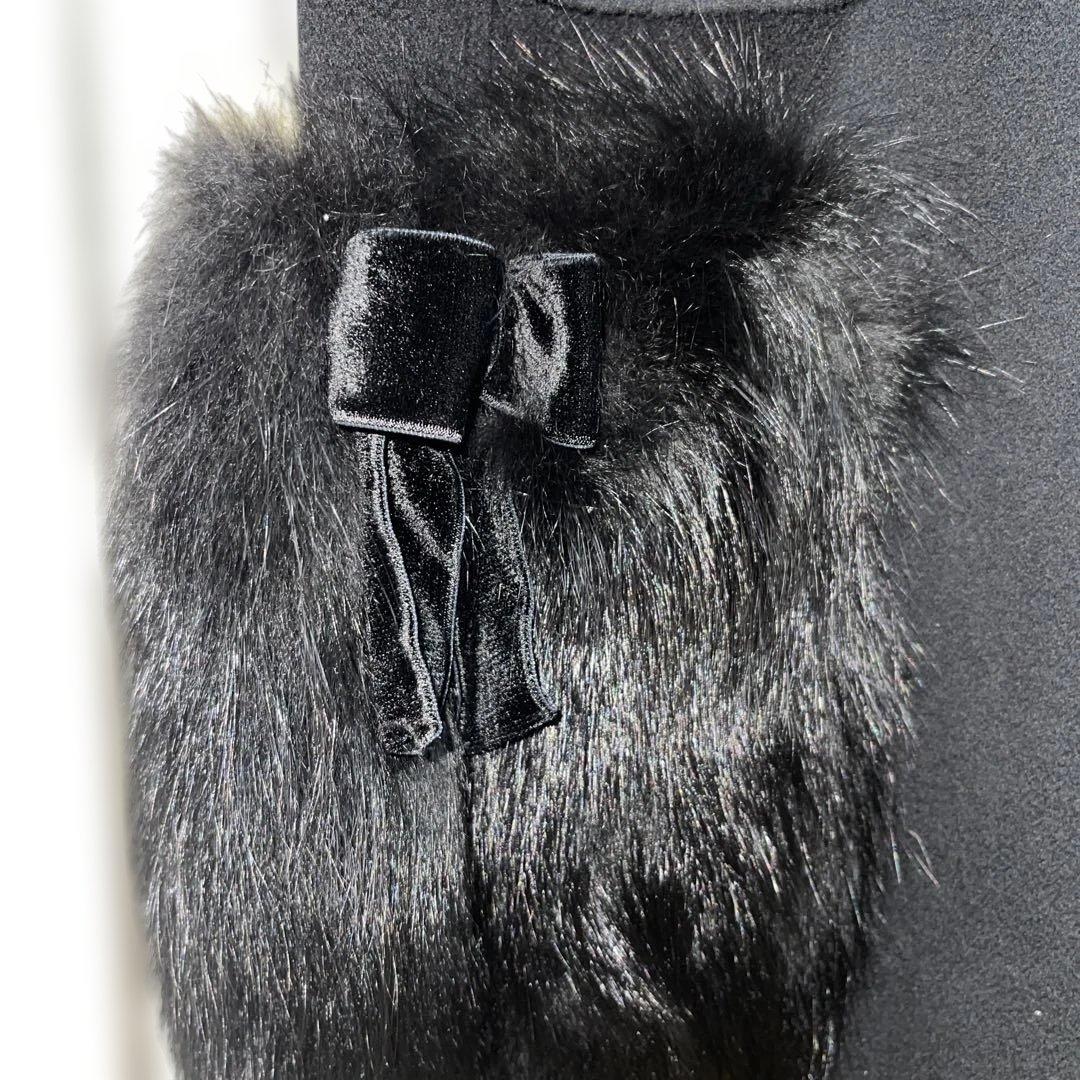 FENDI ファーポケット★ケープコート黒★40