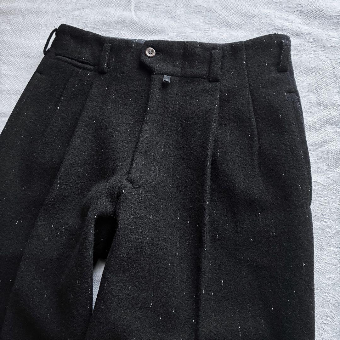 archive 90s NICOLE 絣 縮絨ウール 2tuck slacks