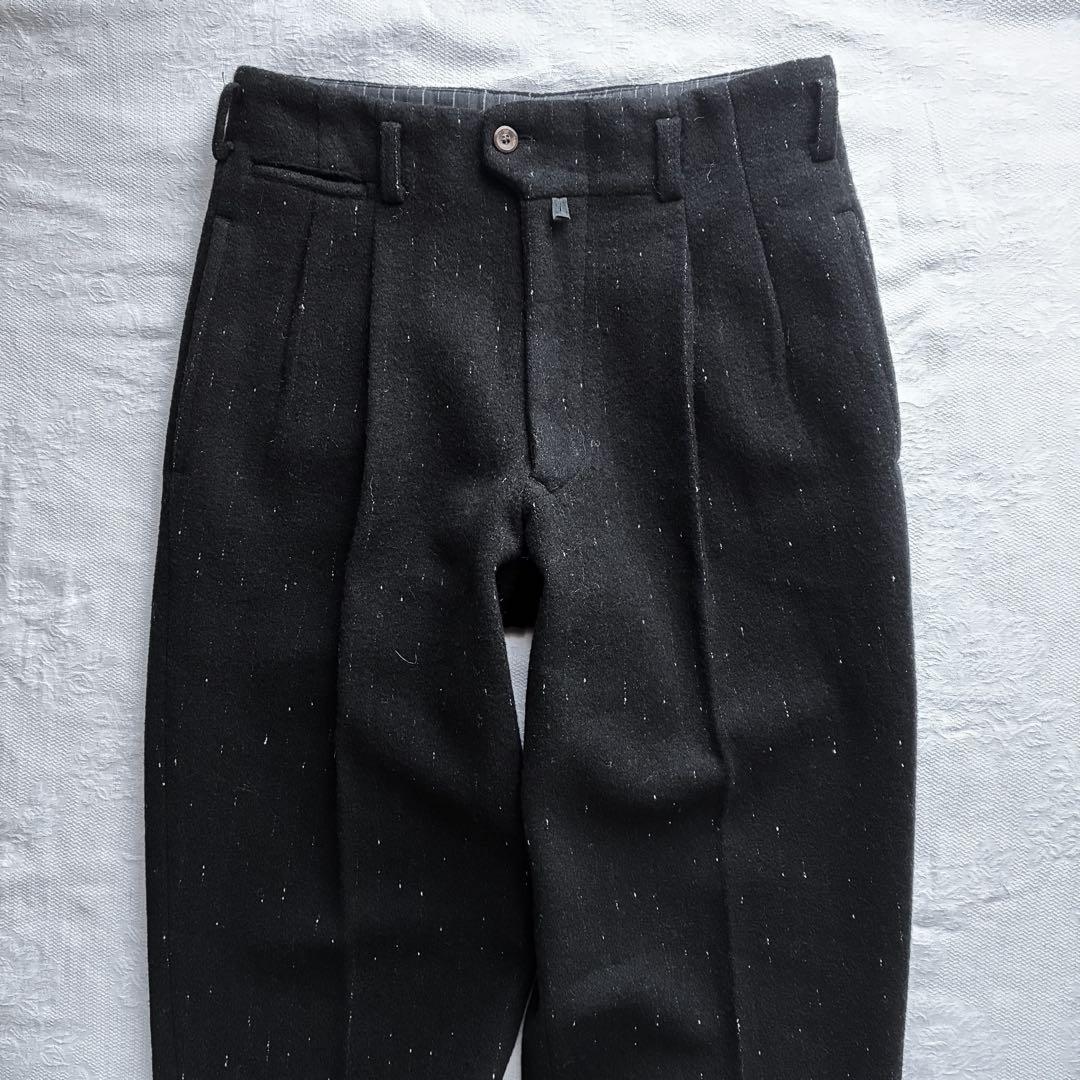 archive 90s NICOLE 絣 縮絨ウール 2tuck slacks