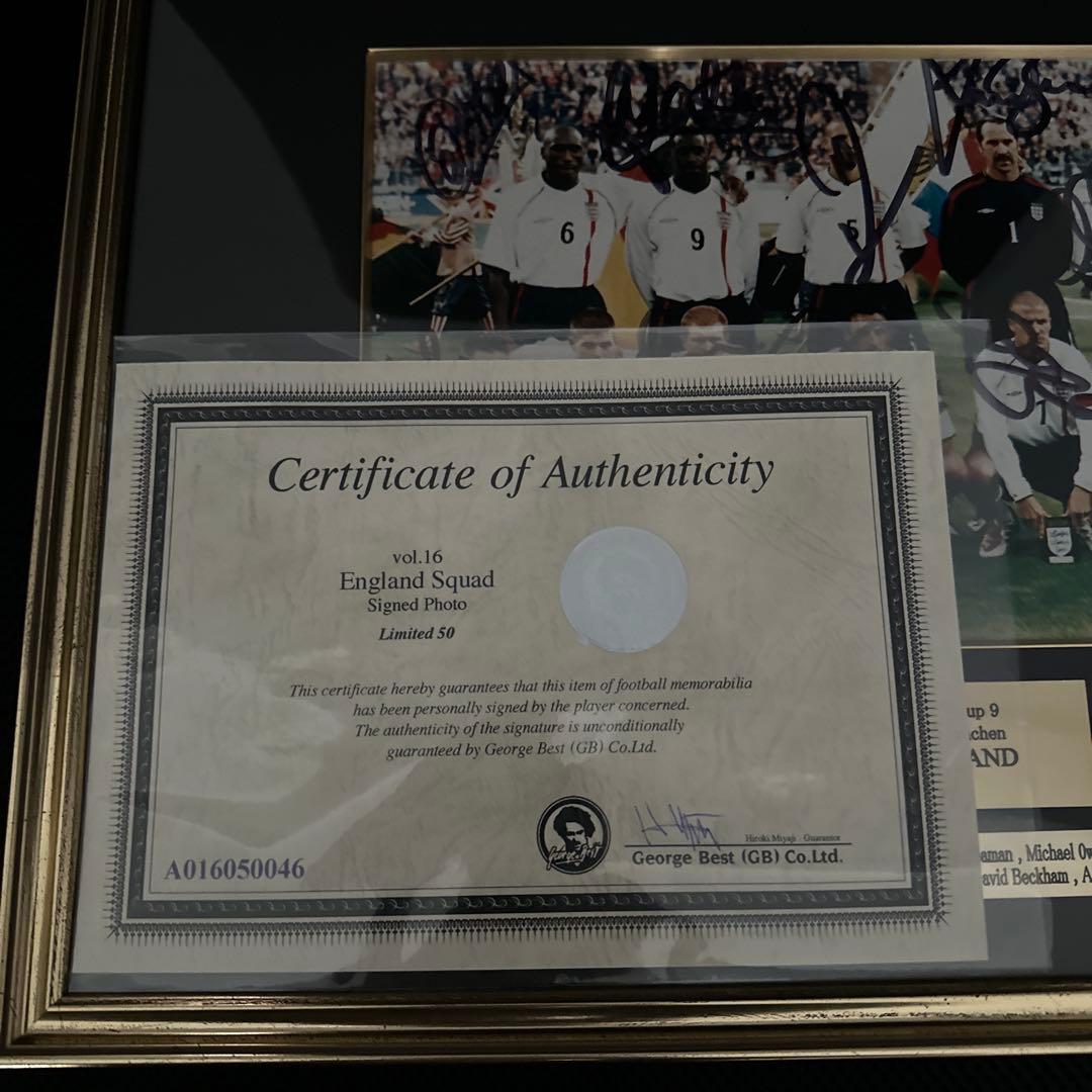 イングランド代表直筆サイン入りフォト、ベッカム、ジェラード他