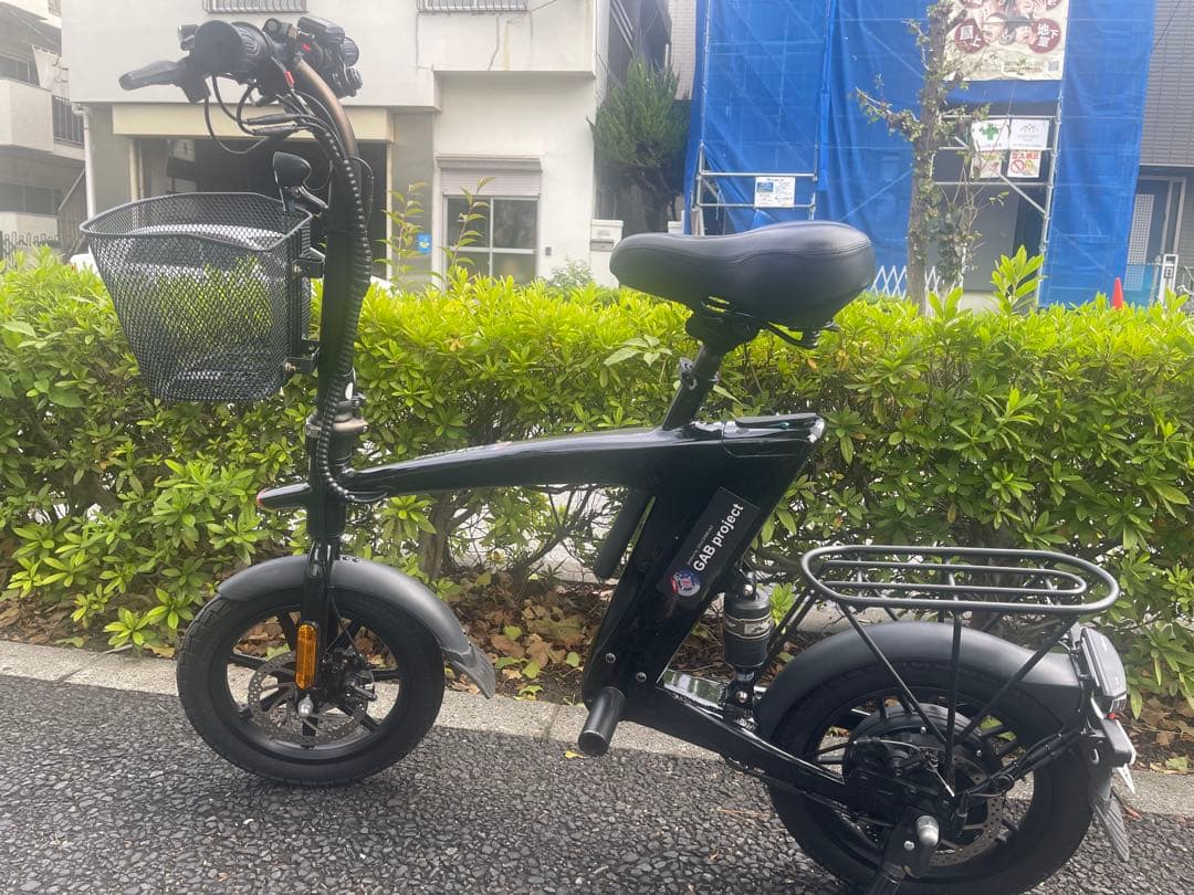 折りたたみ自転車 黒 前カゴ付き