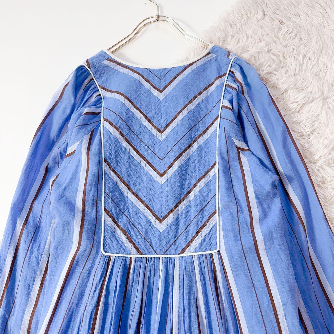 極美品ꕥヌキテパ 2023 完売品 コットンボイルストライプギャザードレス M